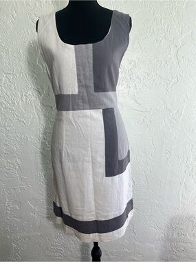 Midnight Velvet Linen Blend Colorblock Dress